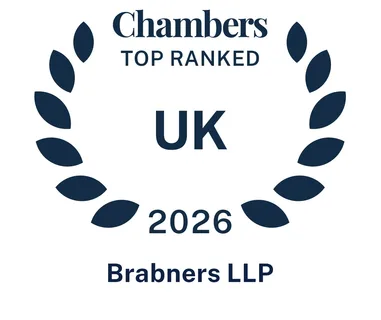 Chambers top ranked UK 2026 badge with laurel wreath border, blue on white