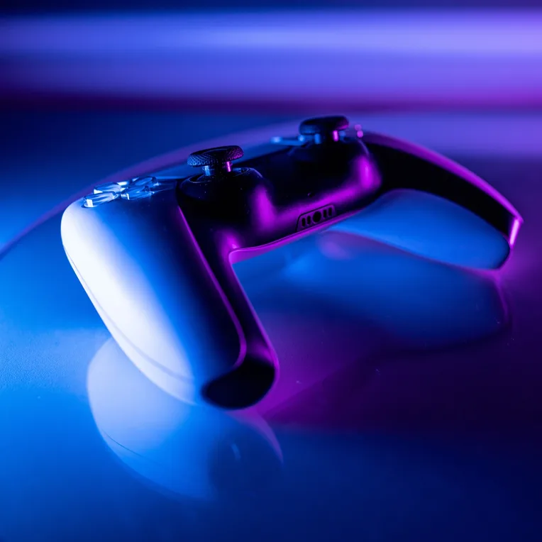 A gaming controller on reflective surface